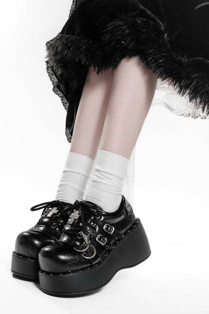 Y2K Punk Thick-Soled Leather Shoes