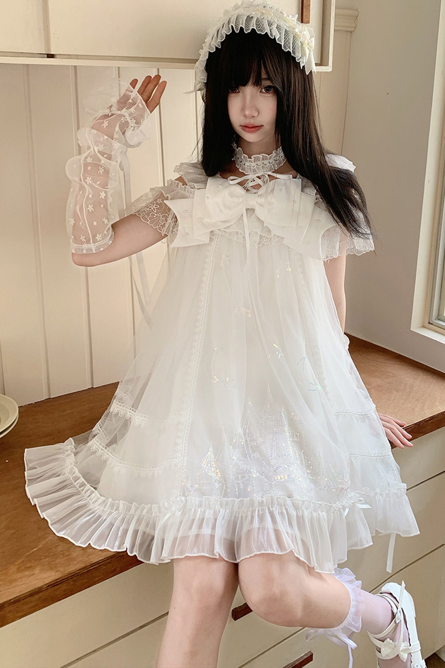 お姫様レースのドーリーワンピース