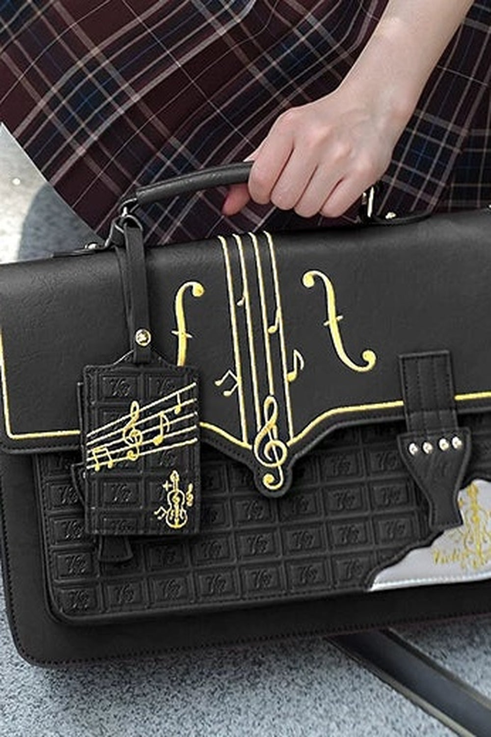 Chocolate Embroidered School Bag