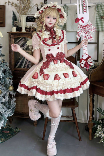 Robe lolita coupe ample gâteau aux fraises