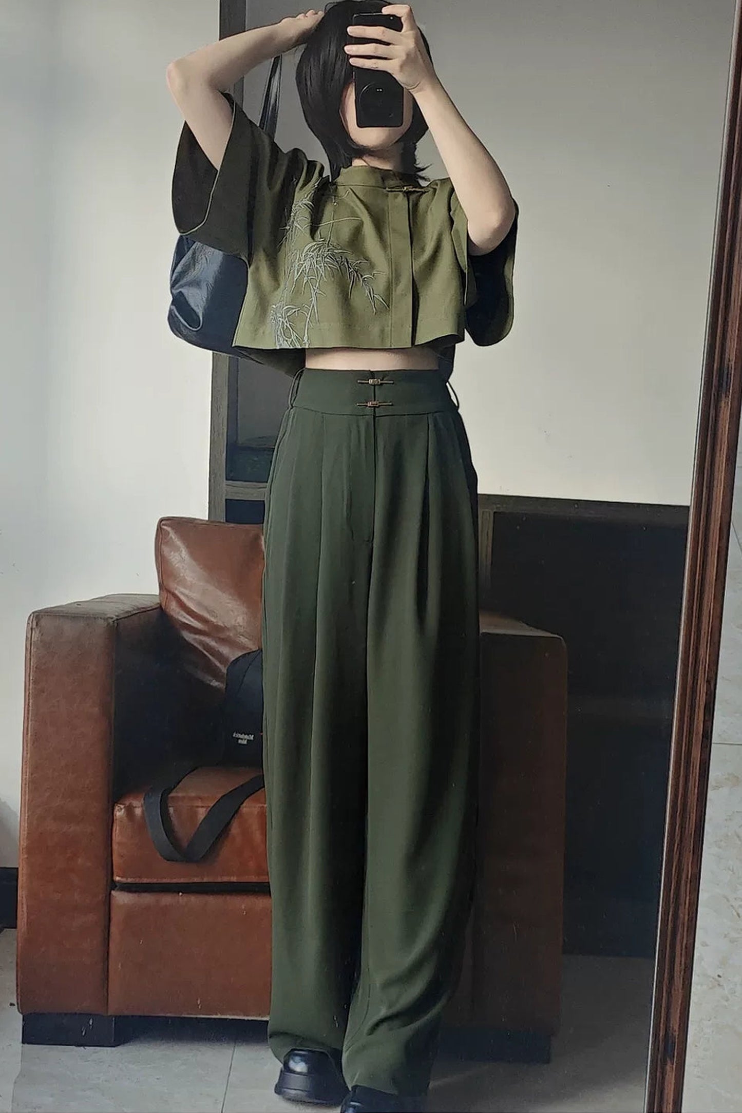 [Producto en reserva] Pantalones anchos estilo cyber chino en negro/blanco/gris/verde