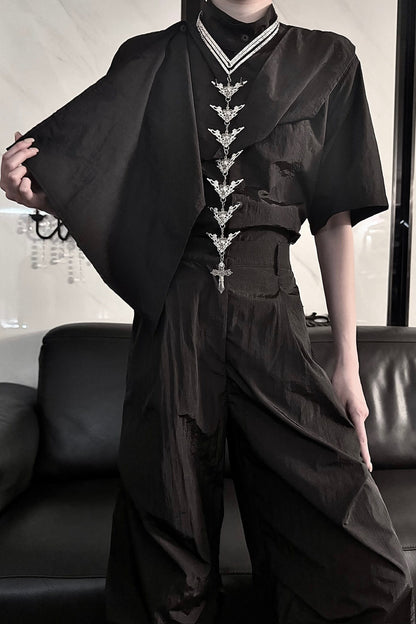 Fifth-Generation Top and Pleated Wide-Leg Pants Set