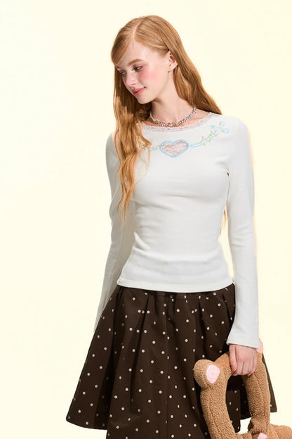 Brown Polka Dot A-Line Skirt