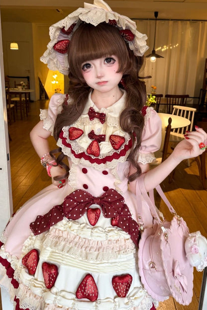 Robe lolita coupe ample gâteau aux fraises