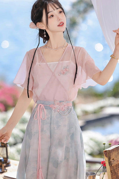 New Chinese Style Hanfu Top and Pants Set