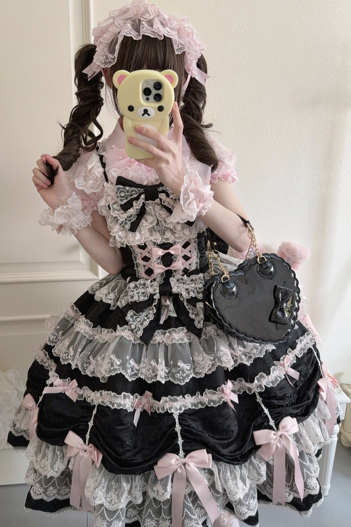 Silk Satin Doll-Like JSK Strap Dress