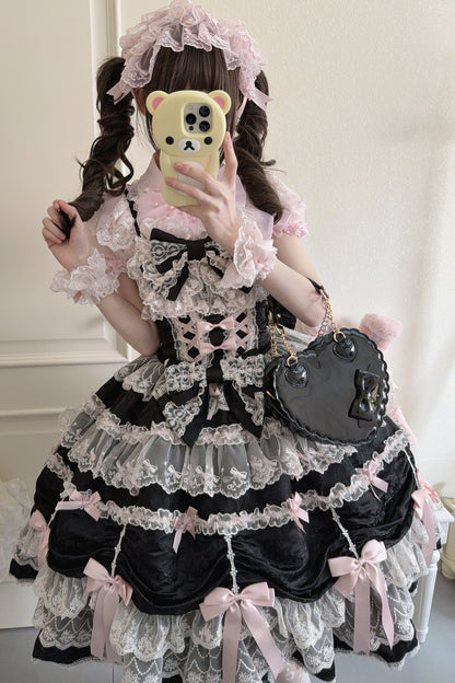 Silk Satin Doll-Like JSK Strap Dress