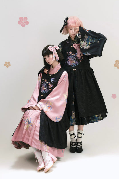 Floral Hanfu Puffy Dress Set