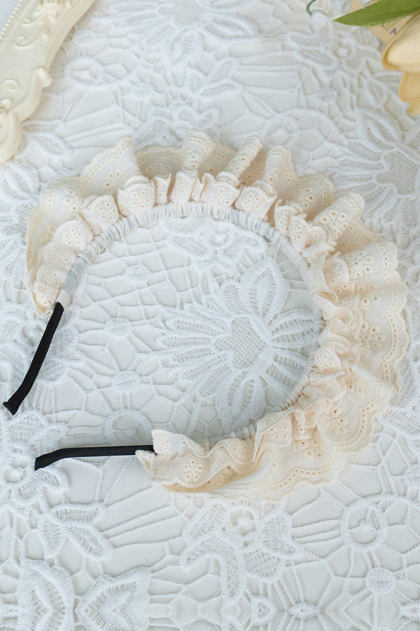 Lace Stand Collar Petal Hem Ruffle Dress