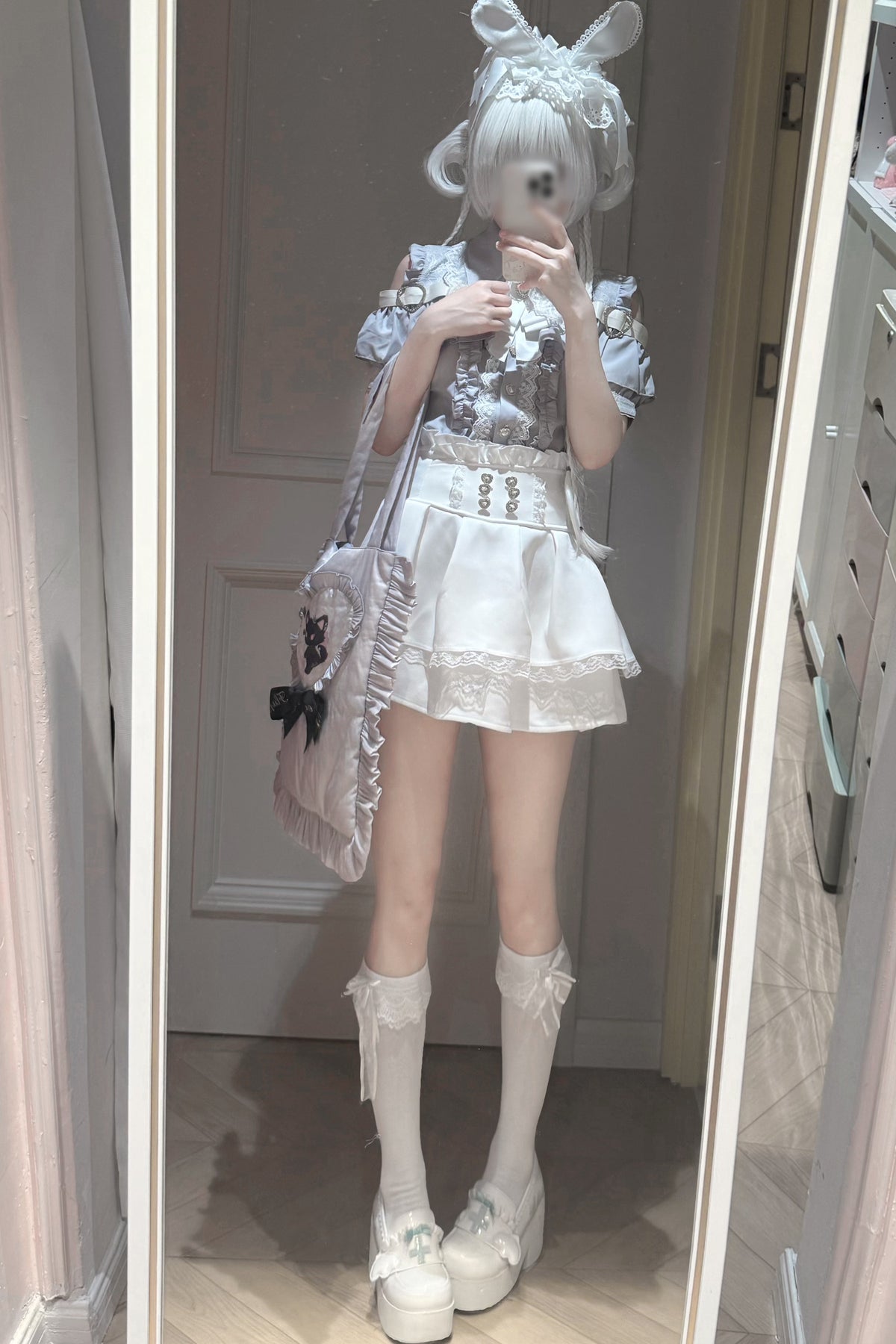 Cherry Short-Sleeve Shirt and Skirt Set-Up