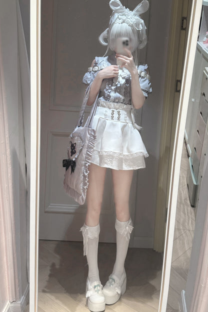 Cherry Short-Sleeve Shirt and Skirt Set-Up