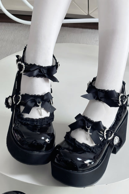 Cross Lace-Up Platform Shoes