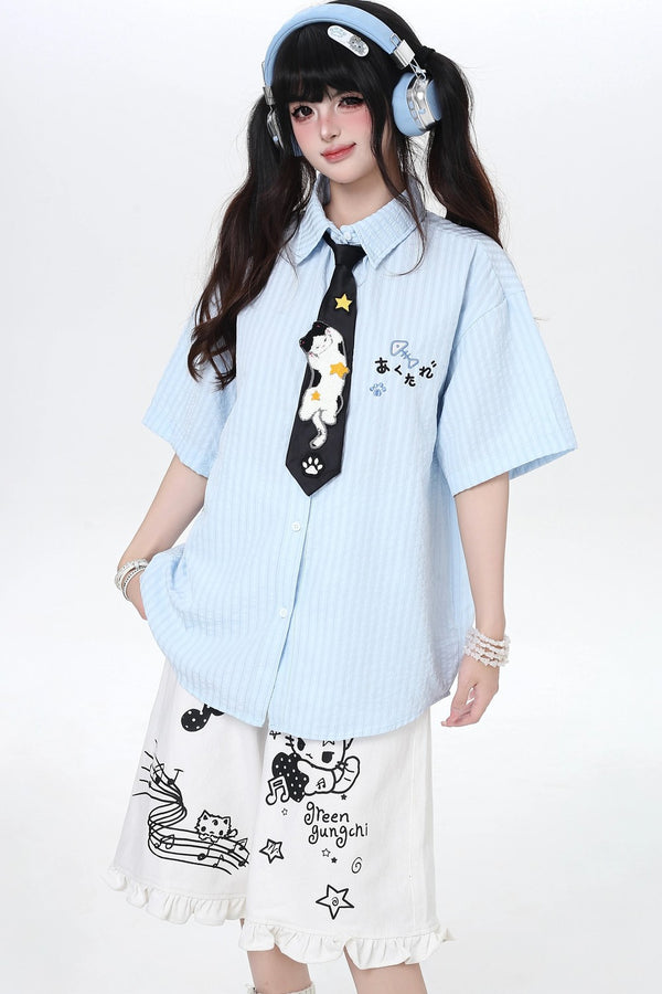 Embroidered Cat Blouse