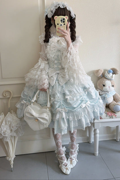 Silk Satin Doll-Like JSK Strap Dress