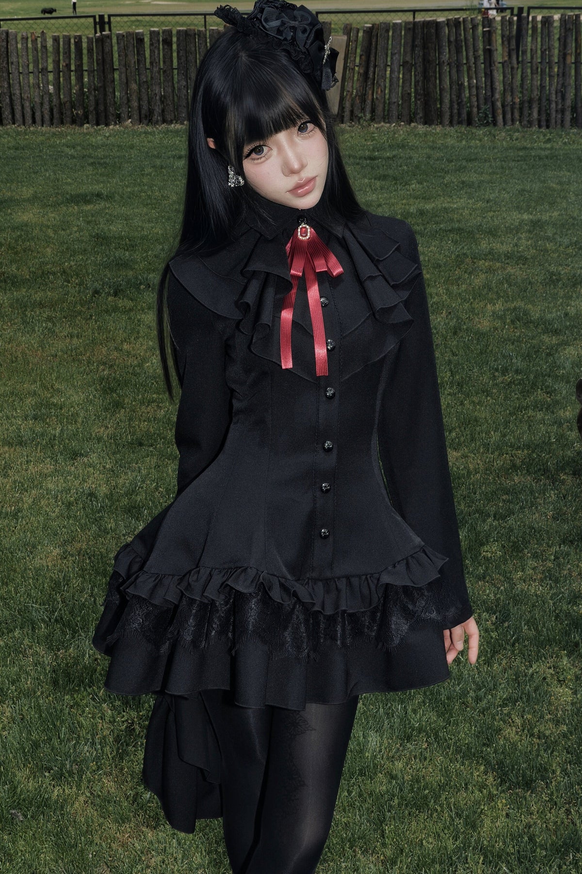 Gothic Ten-Piece Cut Lace Dress