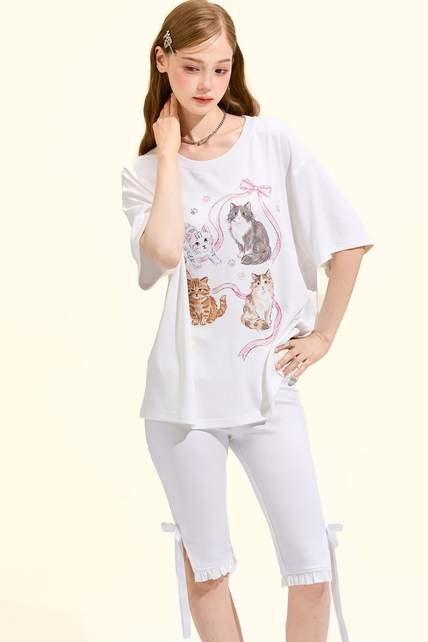 Süßes Katzen-Oversize-T-Shirt