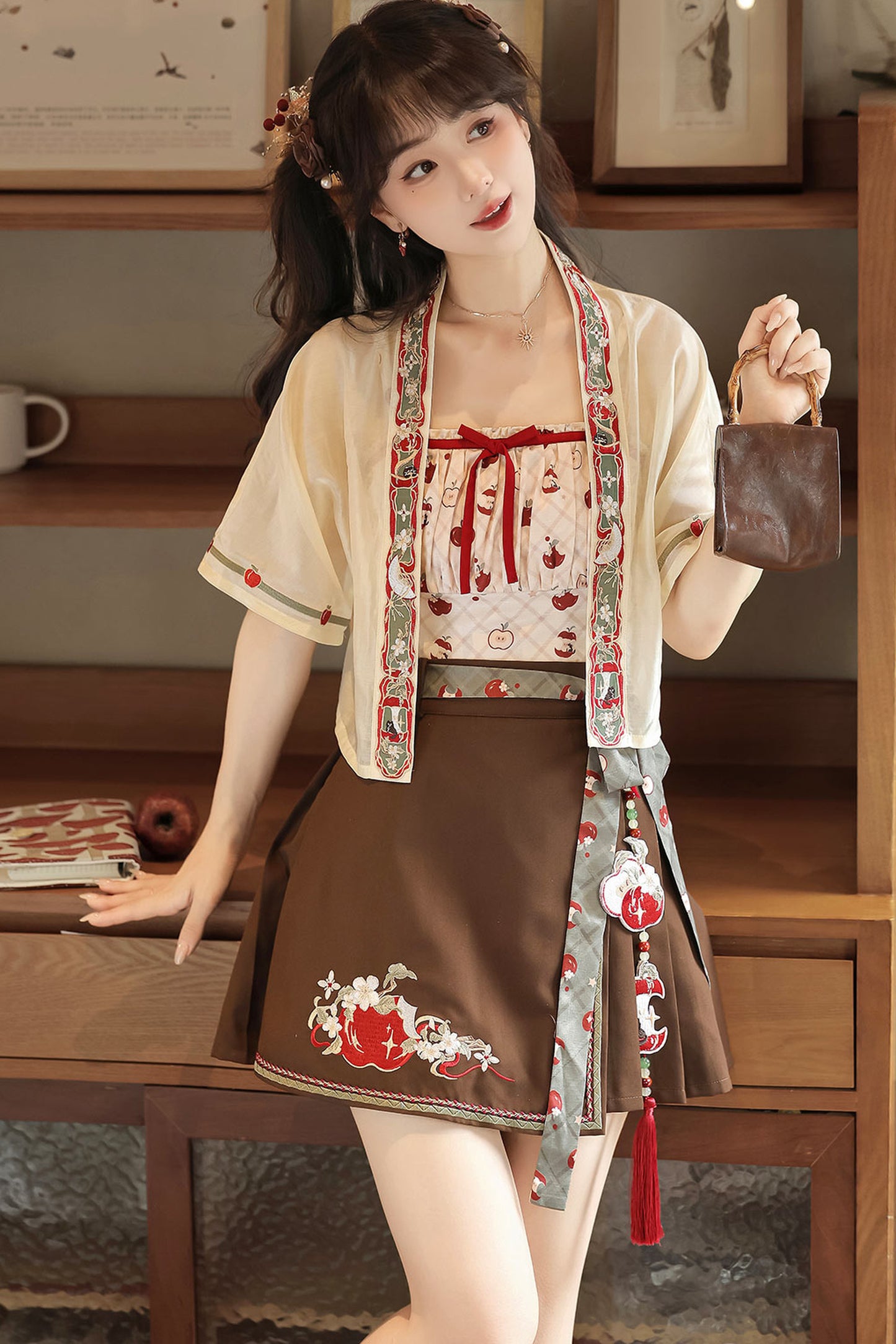 Little Apple New Chinese Style Suspender Skirt and Top Set-Up