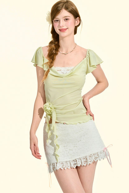 top rosa verde menta