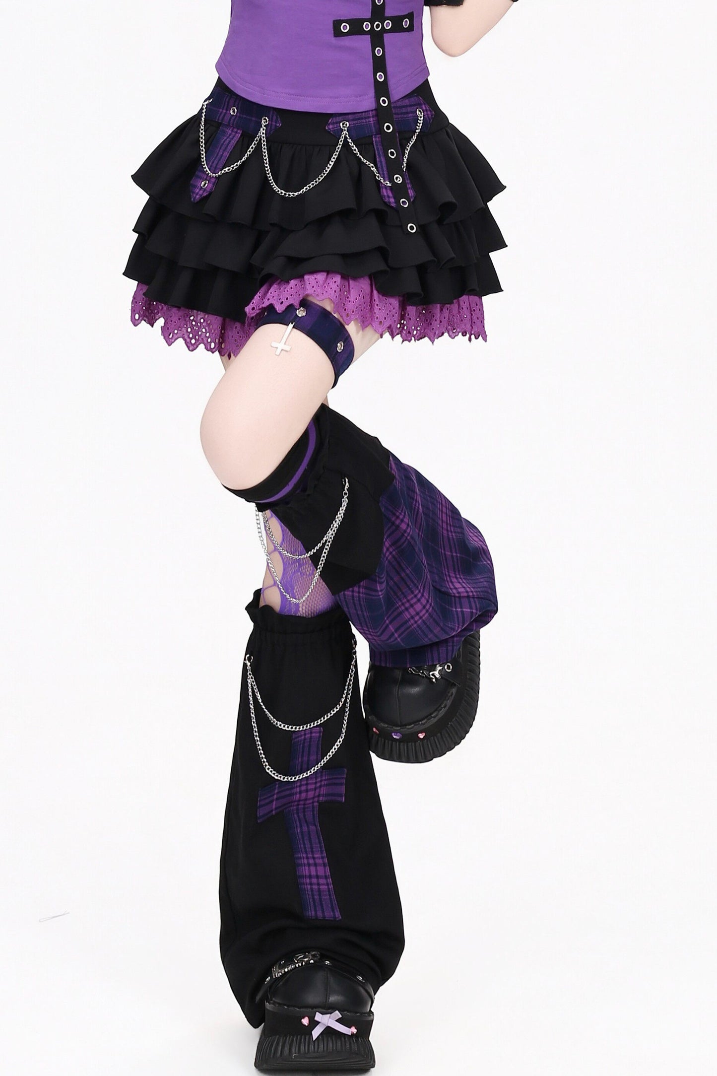 Cross Dark Kawaii Punk Skirt + Leg Warmers