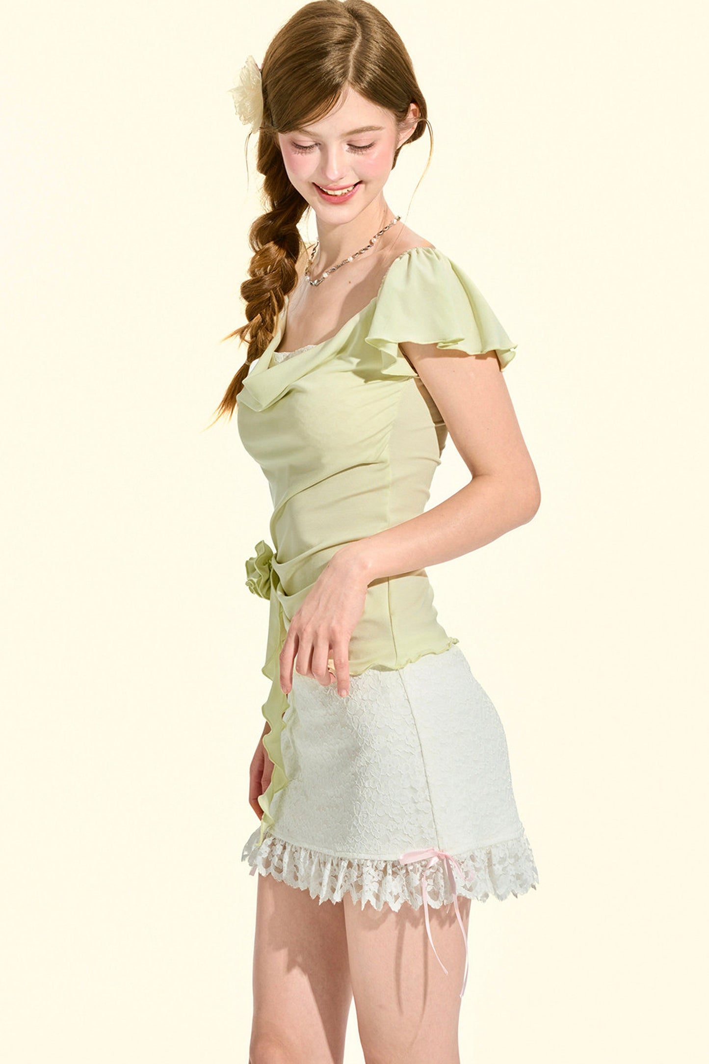 top rosa verde menta