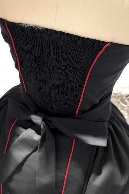 Black Red Navy Large Hem Backless Dress
