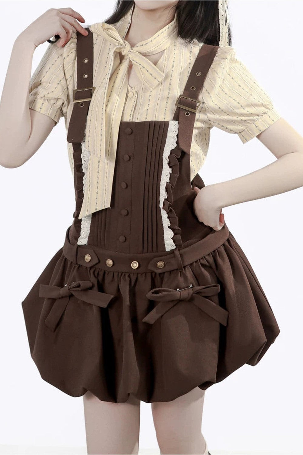 Midsummer Night Lace-Up Blouse + Suspender Skirt + Leg Warmers