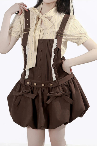 Midsummer Night Lace-Up Blouse + Suspender Skirt + Leg Warmers