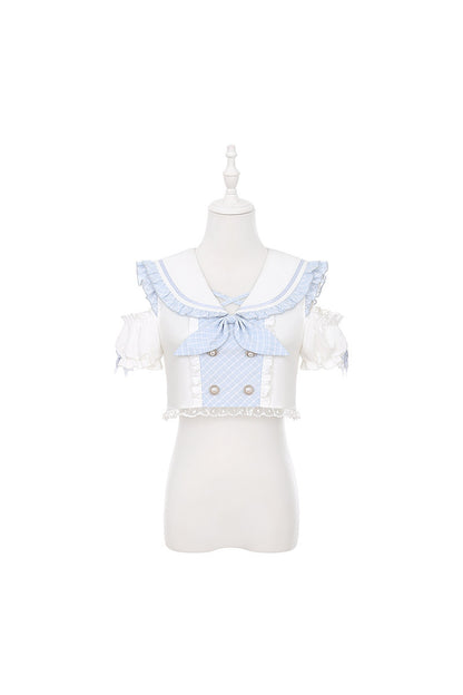 Aqua Off-Shoulder Top and Cake Skirt Set-Up