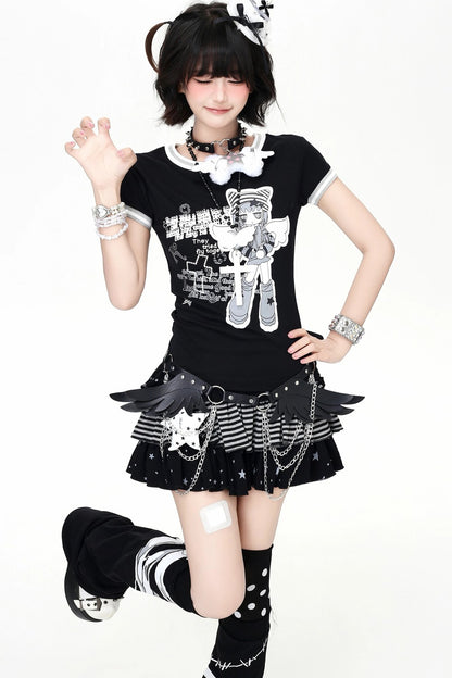 Monochrome Magical Girl T-Shirt + Skirt (with Belt)