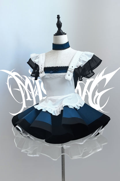 Striped Layered-Look Maid Dress