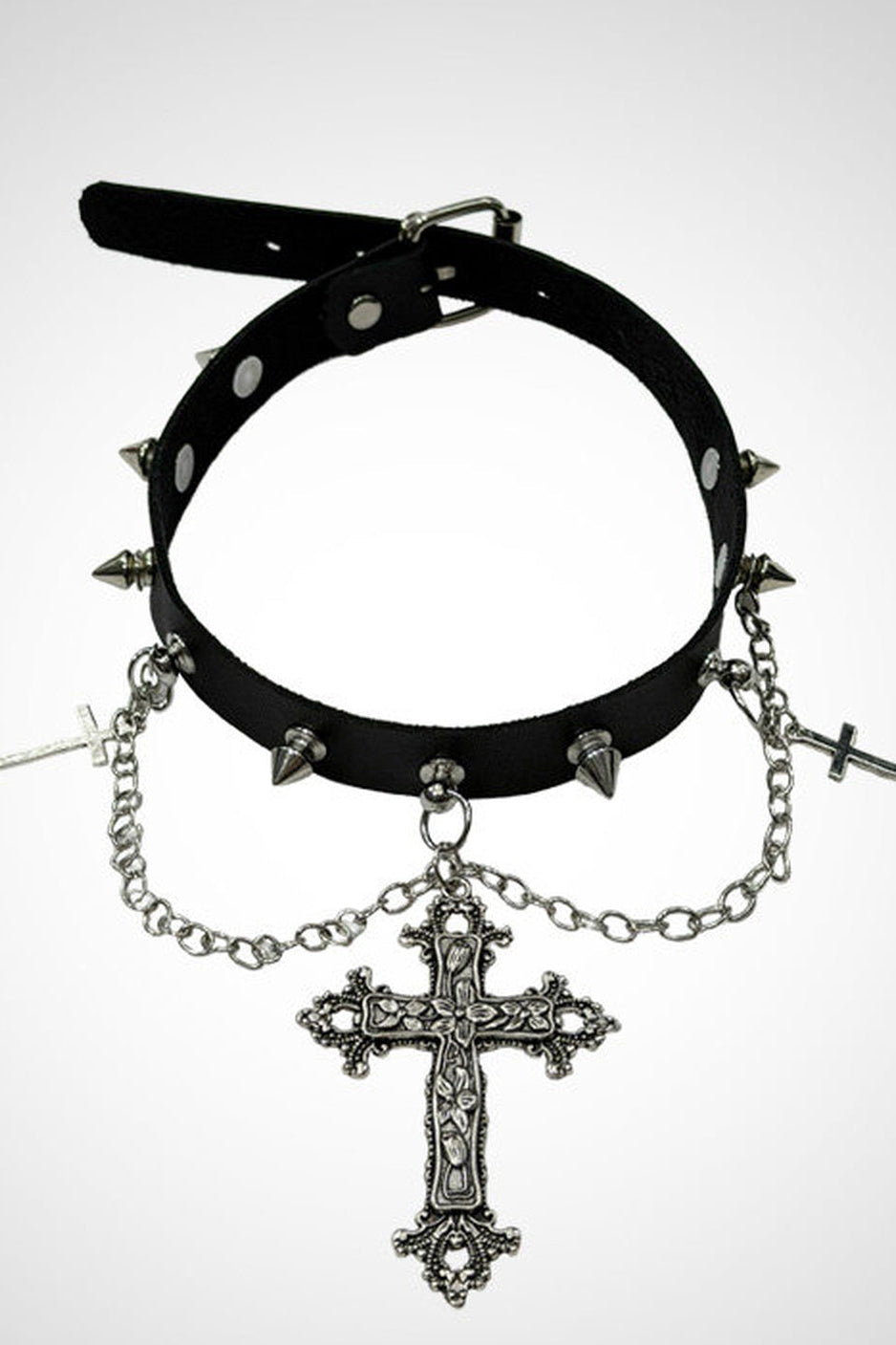 Y2K Cross Pendant Choker Necklace