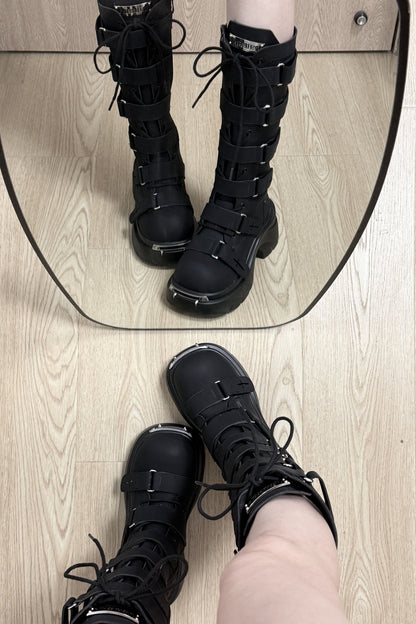 Y2K Gothic Nameplate Platform Boots