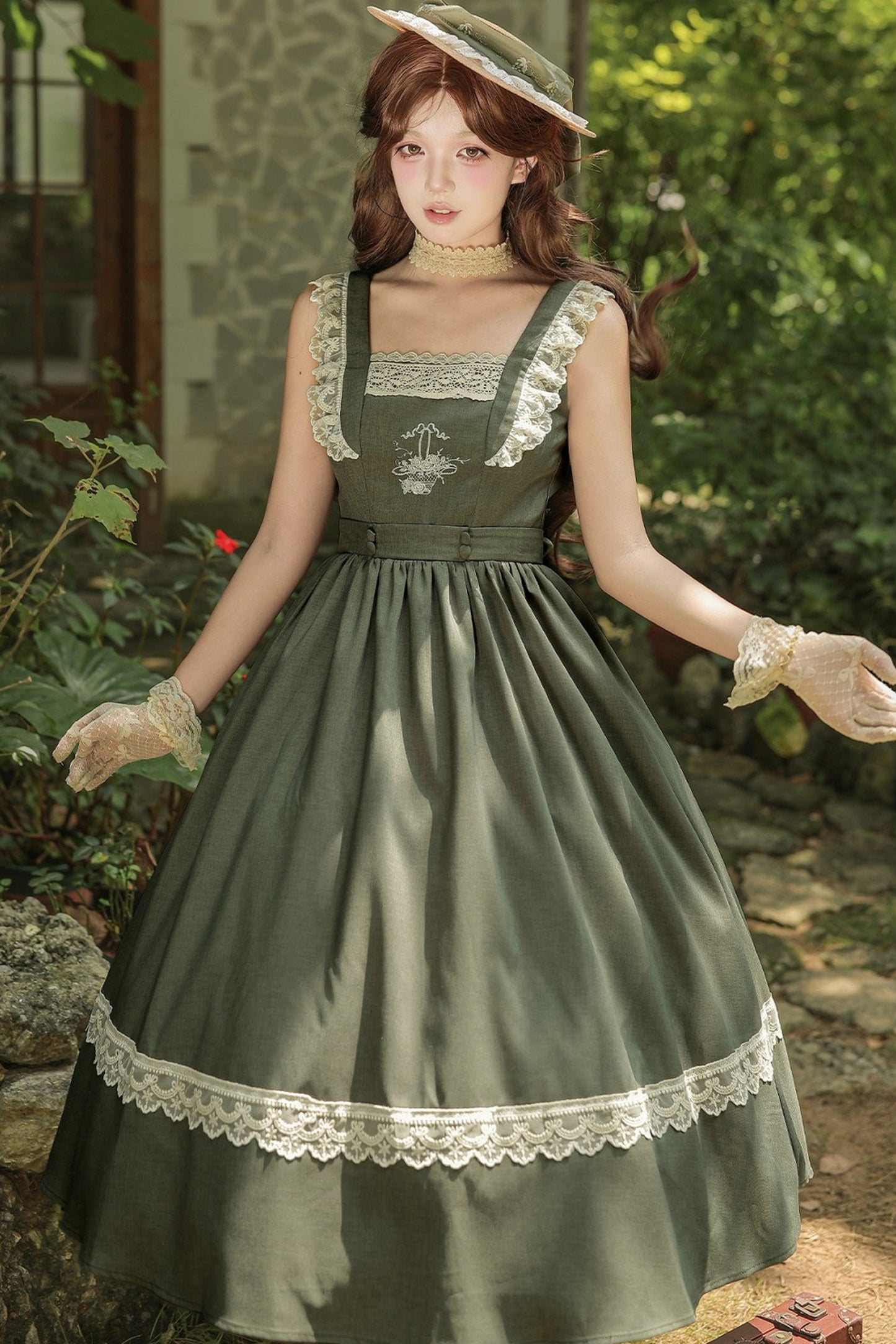 Twin Floral Basket Embroidered JSK Set-Up