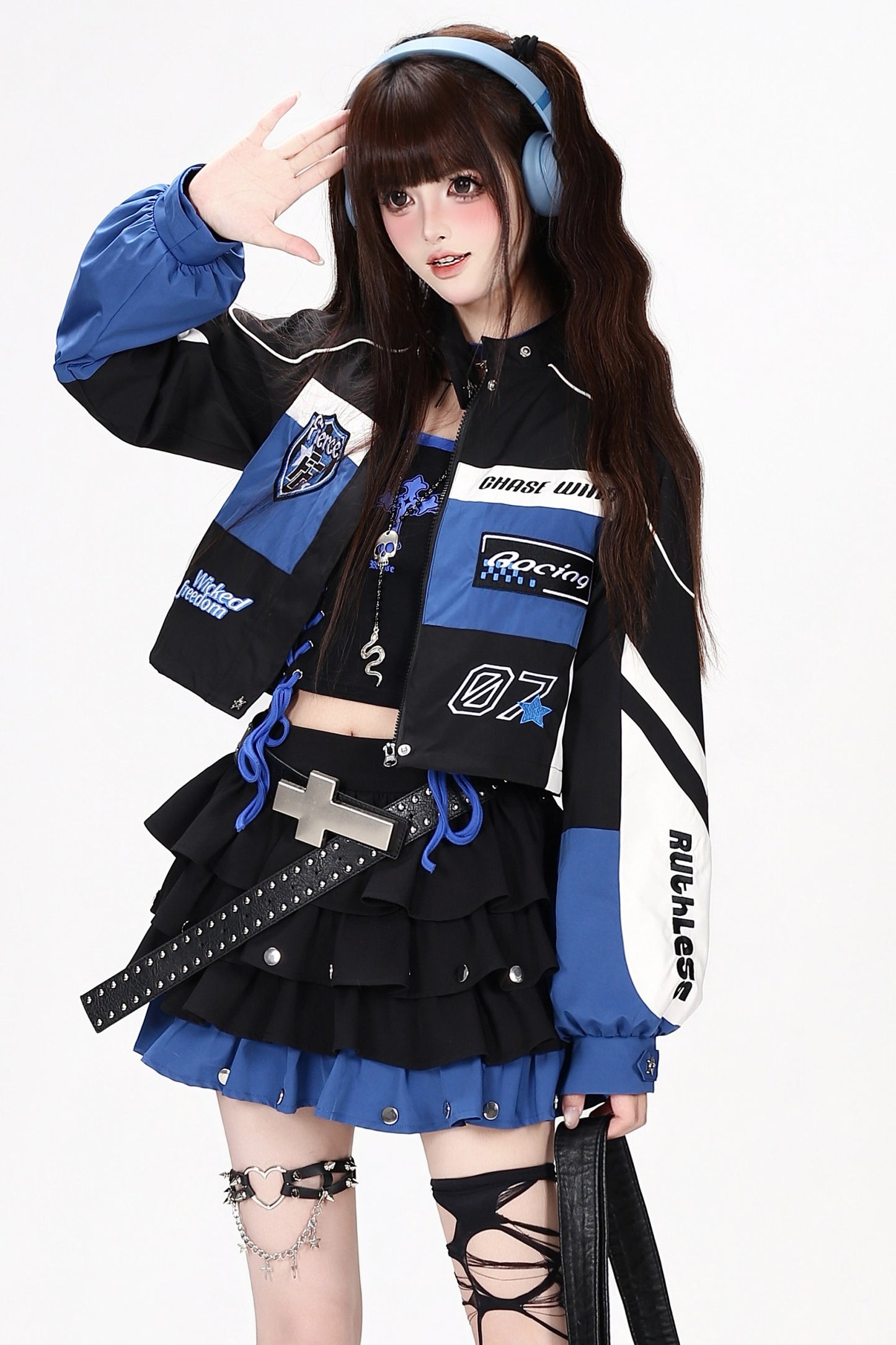 Rivet Color-Blocking Fluffy Cake Skirt