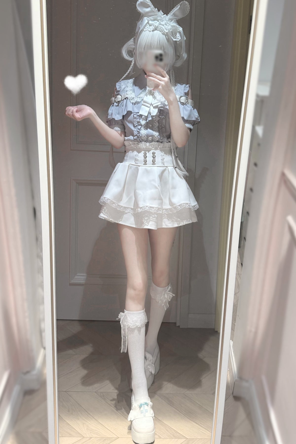 Cherry Short-Sleeve Shirt and Skirt Set-Up