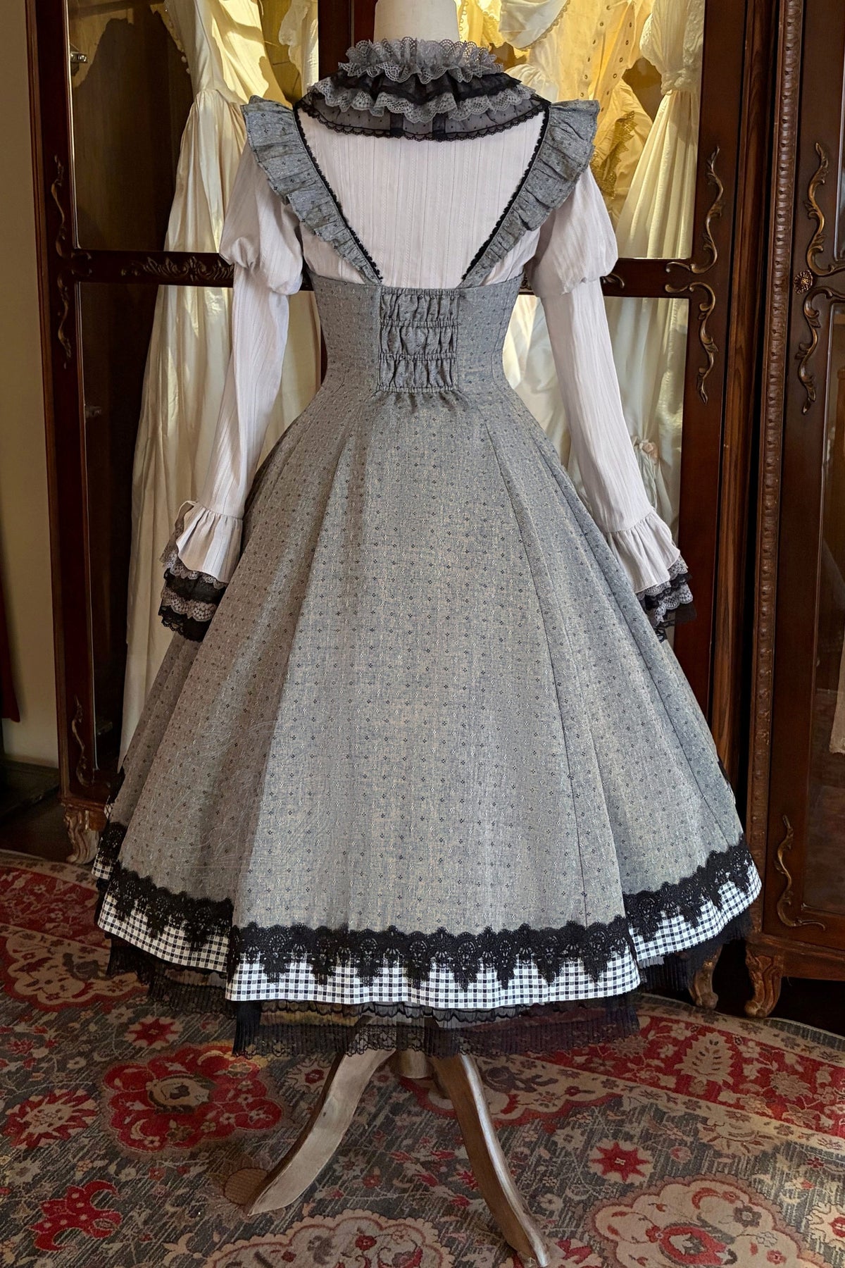 Ruffle Collar Shirt and Dress Set-Up