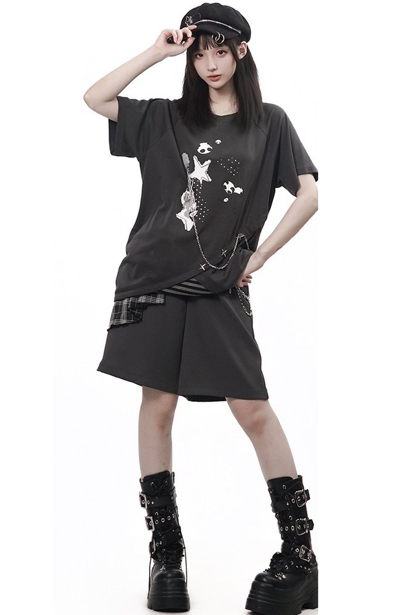 Rebellischer Akkord Raglan-Schal-Kurzarm-Hosen-Set