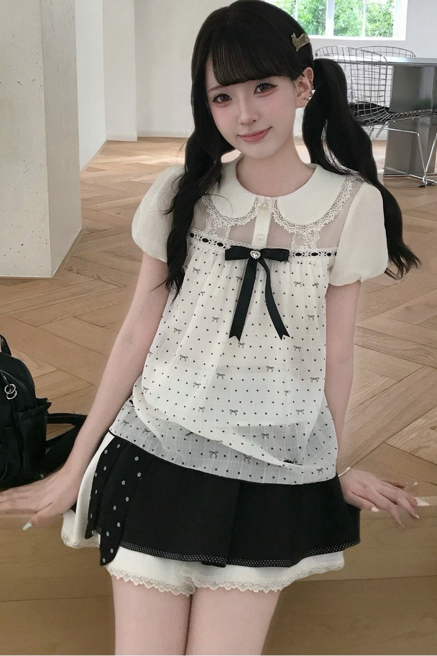 Holiday Polka Dot Blouse and Skirt Set-Up