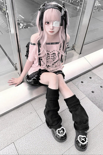 오프숄더 스켈레톤 원피스
