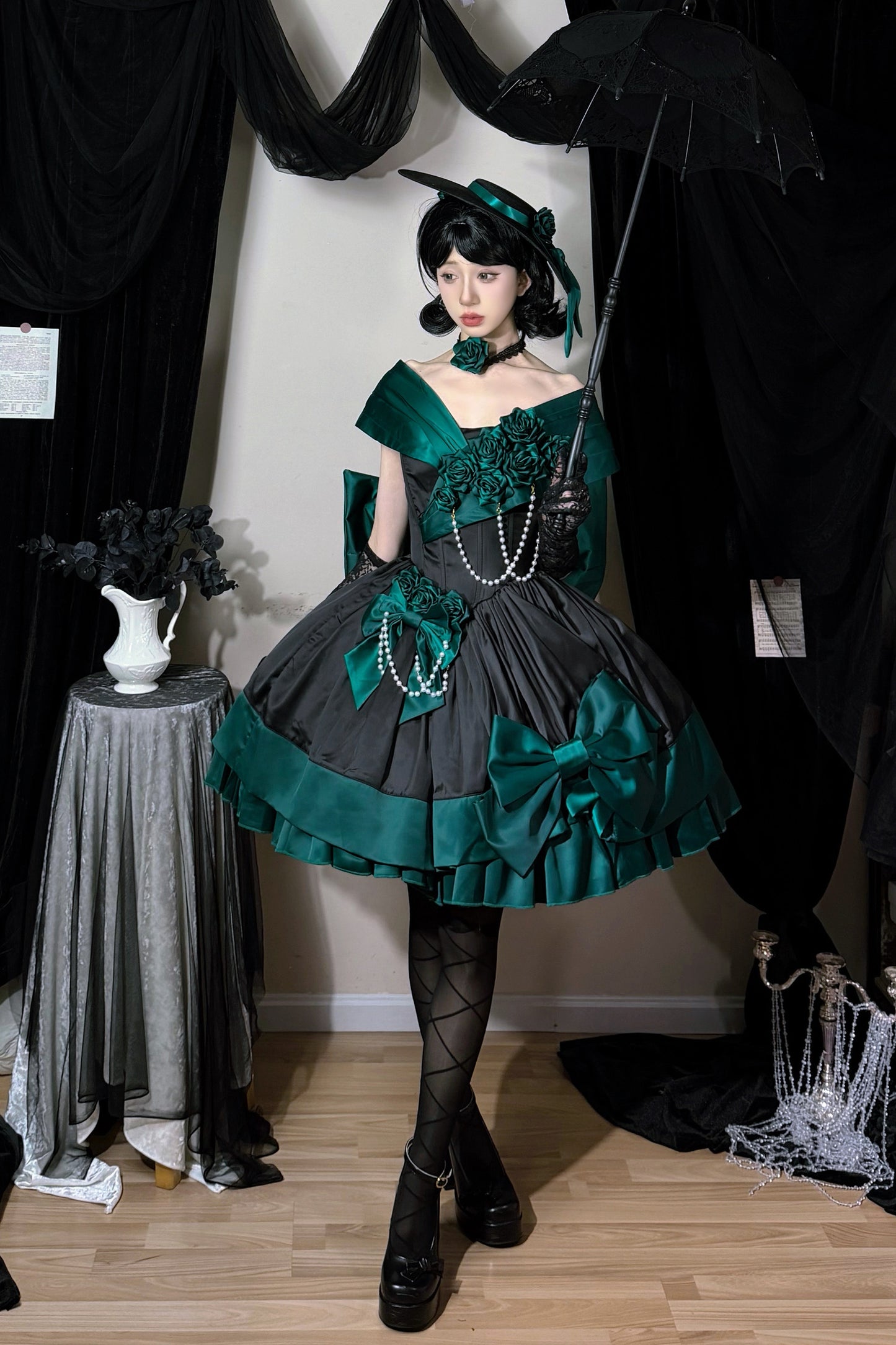 Dark Green Rose Lolita Dress