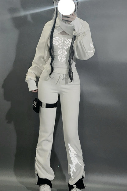 Top in peluche con collo alto a sciarpa e maniche