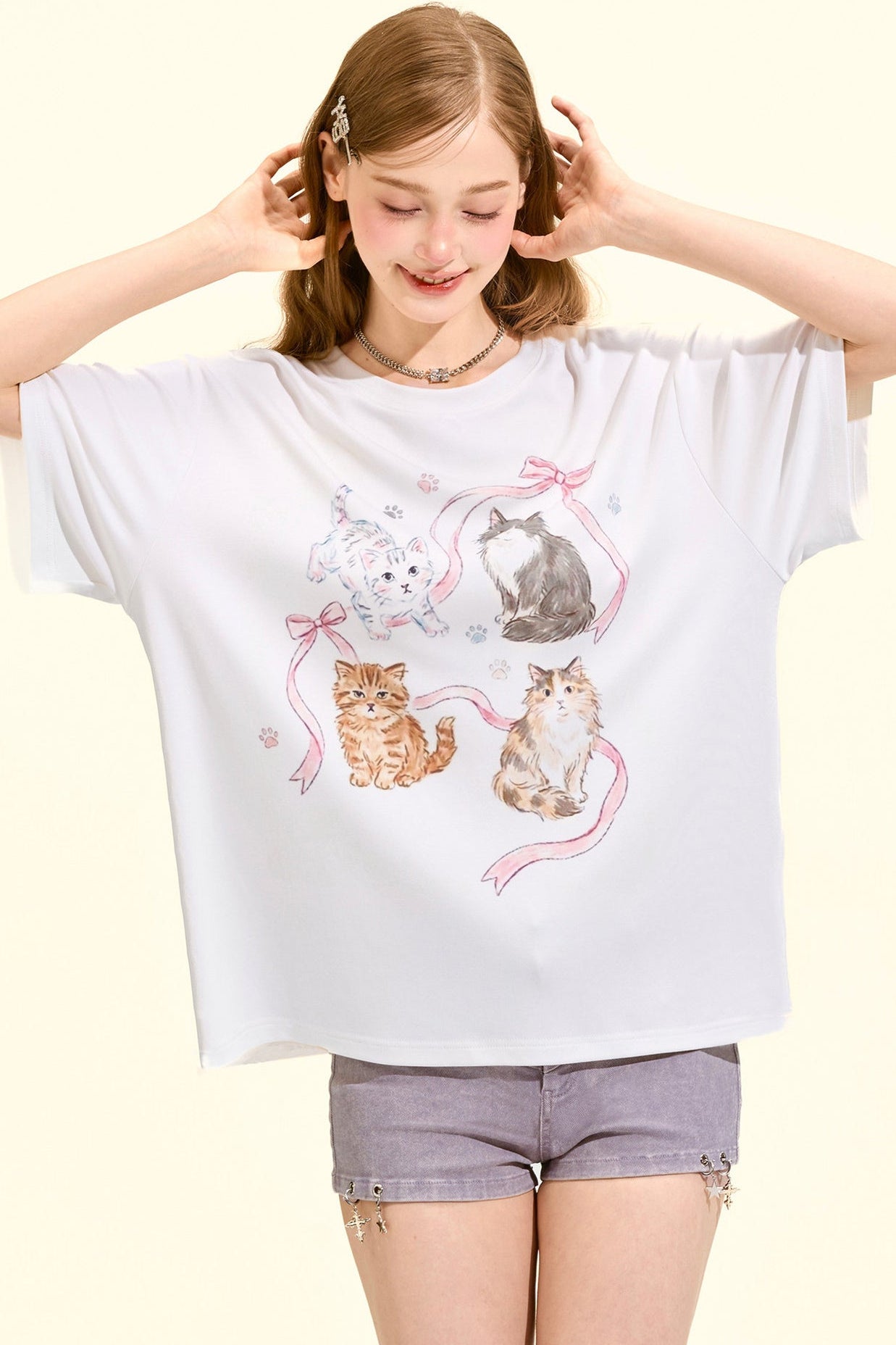 Süßes Katzen-Oversize-T-Shirt
