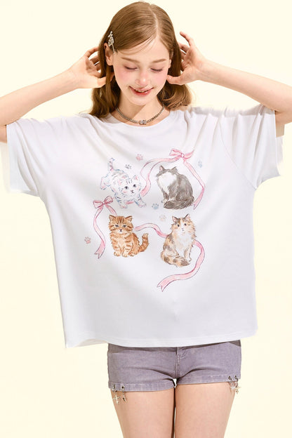 Süßes Katzen-Oversize-T-Shirt