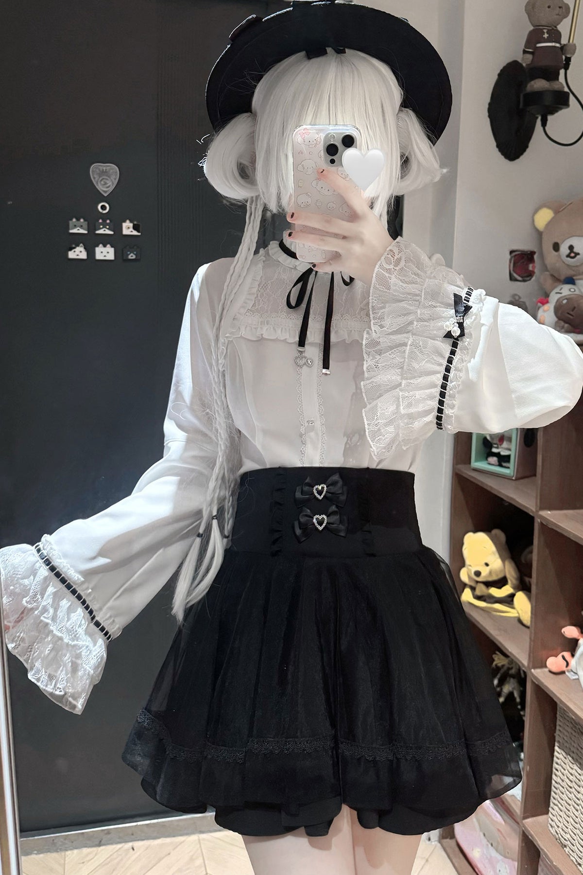 Ruffle Lace Bell Sleeve Top & Skirt Set