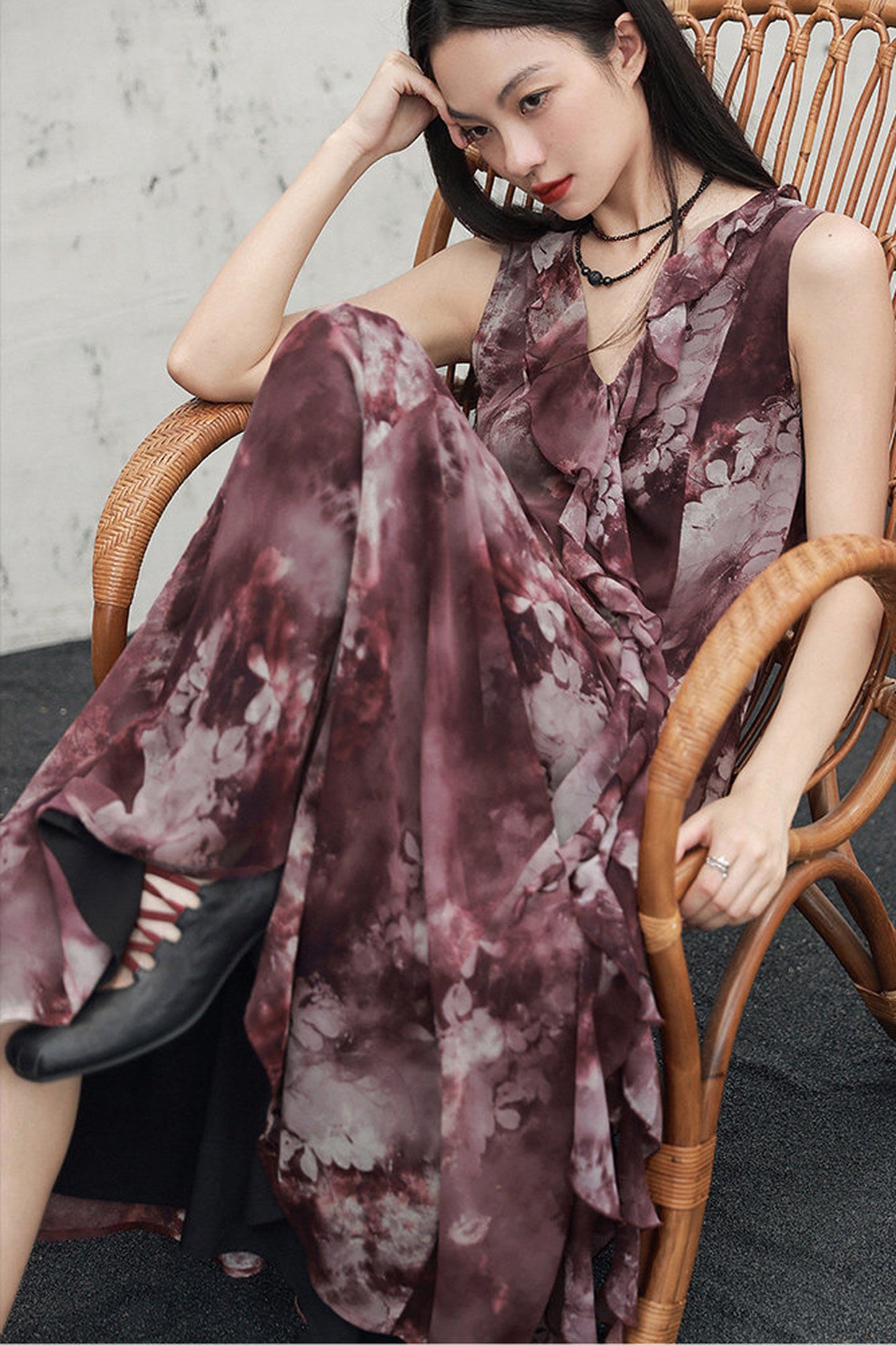 abito in chiffon rosso intenso