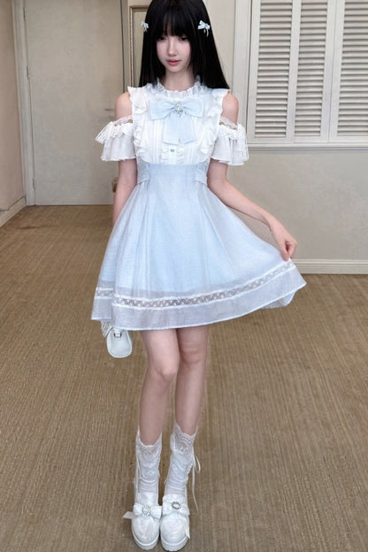 Long Sleeve Off-Shoulder Patchwork Dress