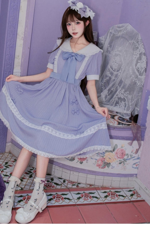 Purple Lace Stripes Academy Dress