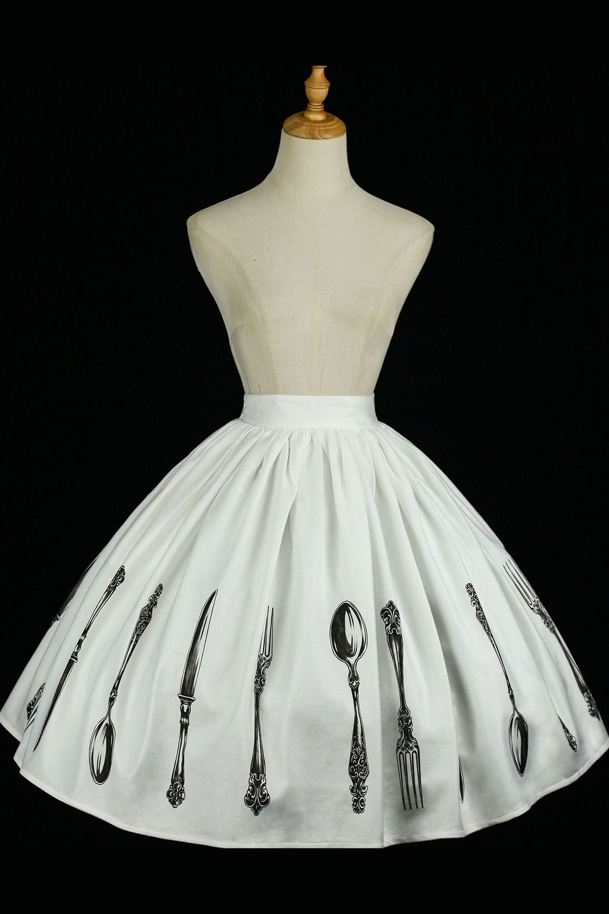 Silver Tableware Print Half-Length Skirt