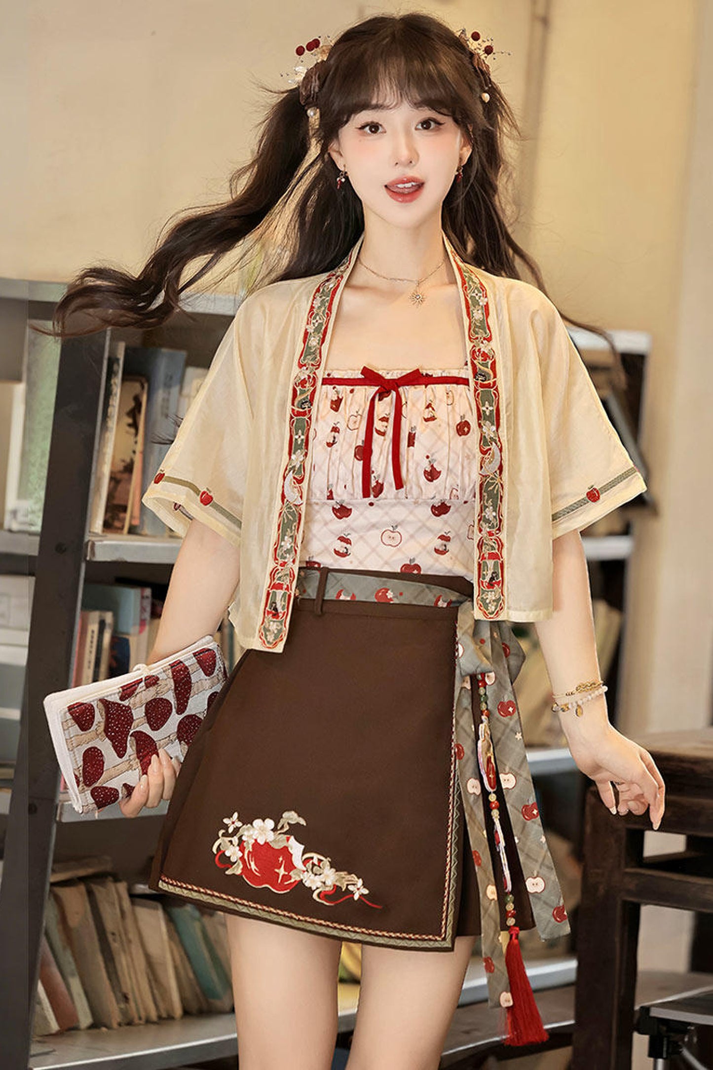 Little Apple New Chinese Style Suspender Skirt and Top Set-Up