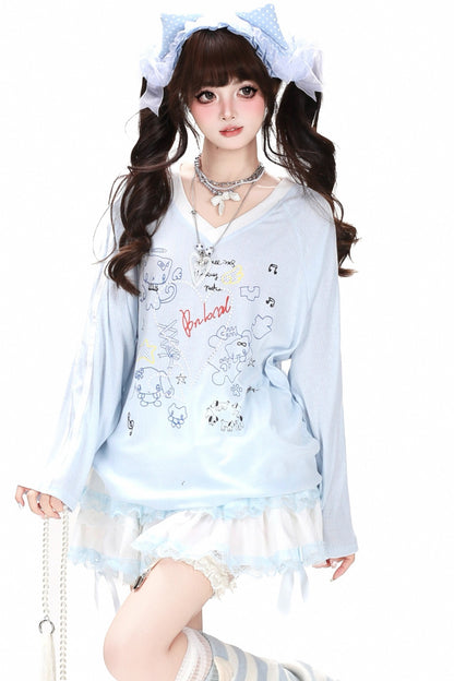 V-Neck Raglan Long-Sleeved Cover-Up